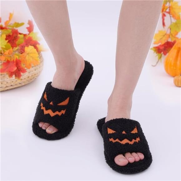 Thanksgiving Pumpkin Slippers for Women & Men Memory Foam Slip On House Slippers - Picture 3 of 7